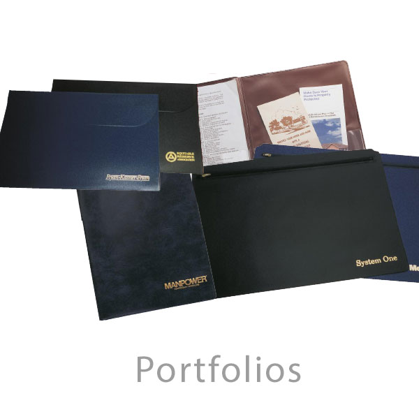 Portfolios and Policy Wallets - Executive, Deluxe and Economy imprinted portfolios and presentation folders