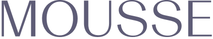Purple text spelling MOUSSE on a black background