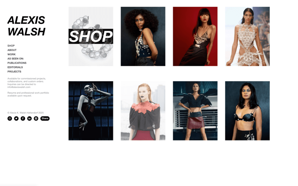 Alexis Walsh portfolio: photos of models in various fashion designs