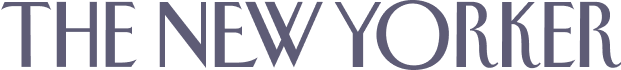 The New Yorker magazine logo: dull purple serif text on black background